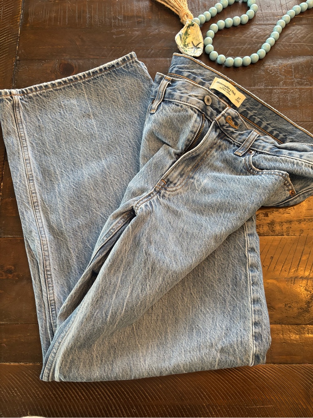 Abercrombie & Fitch Low Rise Ultra Loose Jeans Baggy Denim Size 27